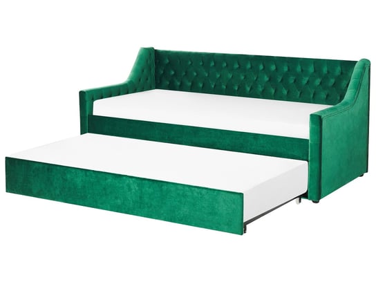 Łóżko wysuwane welurowe 90 x 200 cm zielone MONTARGIS Beliani
