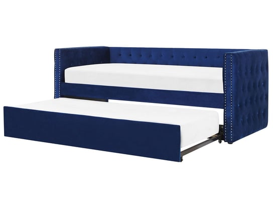 Łóżko wysuwane welurowe, niebieskie, Beliani Gassin, 90x200 cm Beliani