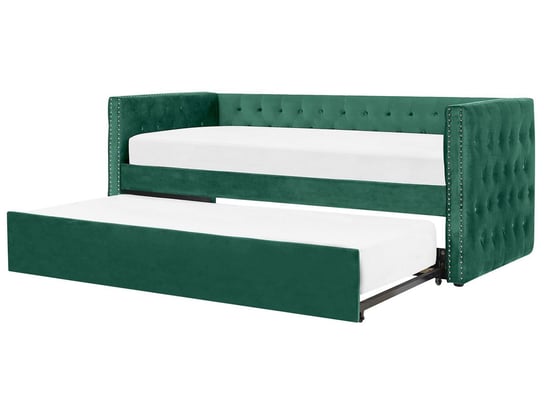 Łóżko wysuwane welurowe, zielone, Beliani Gassin, 90x200 cm Beliani