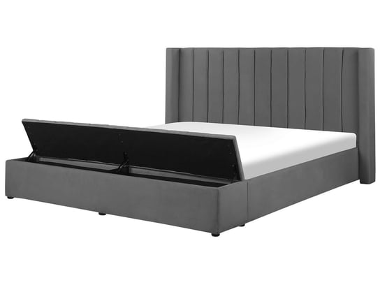 Łóżko z ławką, Beliani Noyers, ciemno szare, 132x210x247 cm Beliani