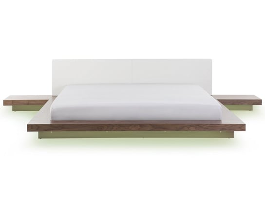 Łóżko z LED, Beliani Zen, brązowe, 180x200 cm Beliani