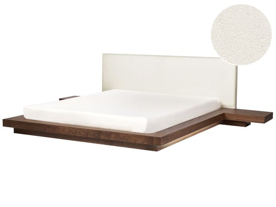 Łóżko z LED i zagłówkiem boucle 180 x 200 cm brązowe ZEN Beliani
