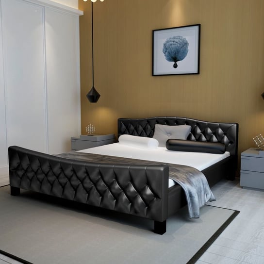 Łóżko z materacem Foam, czarne, 180x200 cm vidaXL