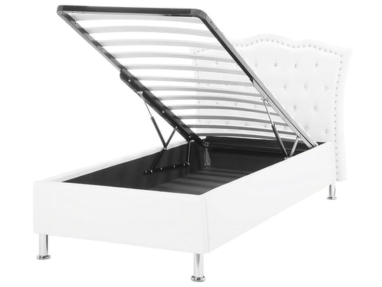 Łóżko z pojemnikiem ekoskóra 90 x 200 cm białe METZ Beliani