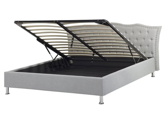 Łóżko z pojemnikiem tapicerowane 160 x 200 cm szare METZ Beliani