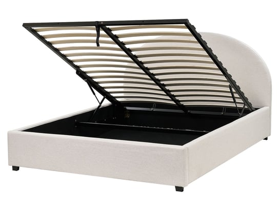 Łóżko z pojemnikiem tapicerowane 160 x 200 cm złamana biel VAUCLUSE Beliani