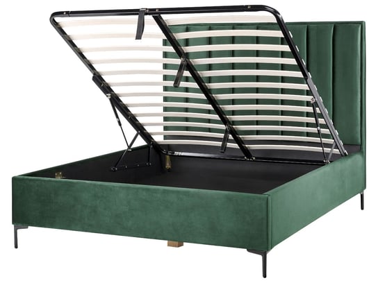 Łóżko z pojemnikiem welurowe 160 x 200 cm zielone SEZANNE Beliani