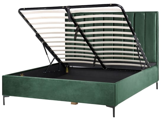 Łóżko z pojemnikiem welurowe 180 x 200 cm zielone SEZANNE Beliani