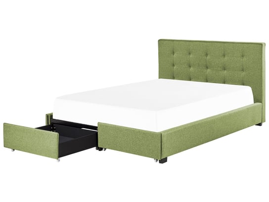 Łóżko z szufladami tapicerowane 180 x 200 cm zielone LA ROCHELLE Beliani