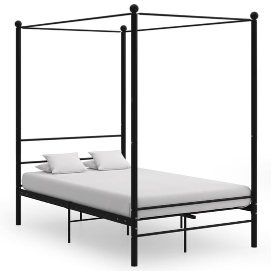 Łóżko z zasłonami, metalowe, czarne, 208x126x201 c Inna marka