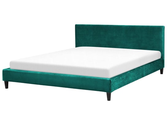 Łóżko zielone, tapicerowane, 190x214 Beliani