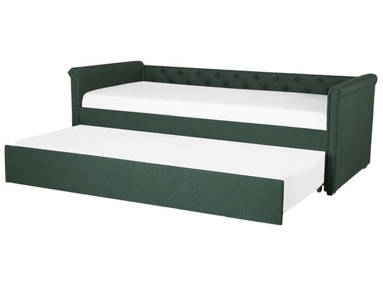 Łóżko zielone, tapicerowane, 90x200 Beliani
