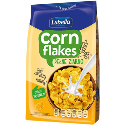 Lubella, Corn Flakes, Pełnoziarniste Płatki kukurydziane, 500 g Lubella