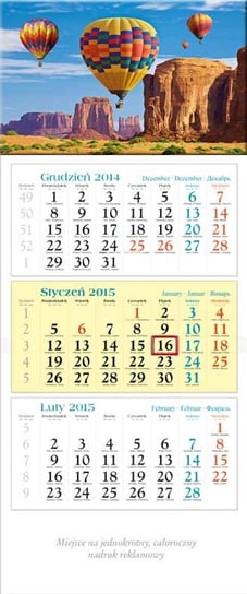 Lucrum, Kalendarz Balony 2015, trójdzielny, ścienny Lucrum