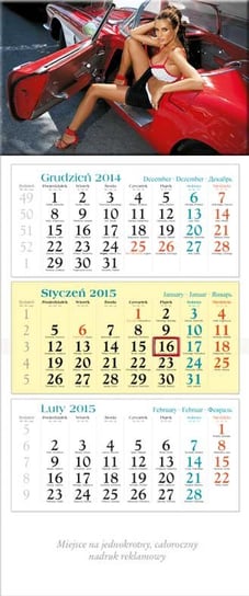 Lucrum, Kalendarz Kabriolet 2015, trójdzielny, ścienny Lucrum