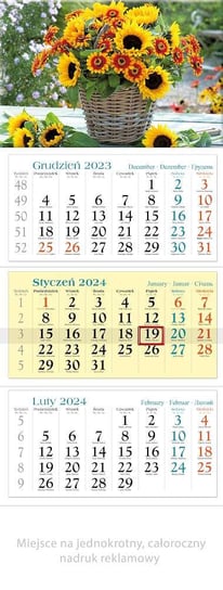 Lucrum, Kalendarz ścienny trójdzielny 2024 Kwiaty Lucrum