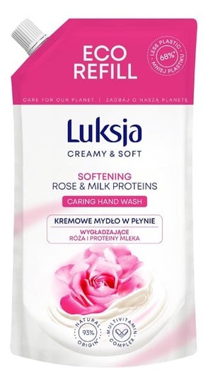 Luksja, Creamy & Soft, Wygładzające Kremowe Mydło w płynie Róża & Proteiny Mleka - zapas 400ml Luksja