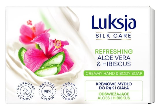Luksja Silk Care Odświeżające Kremowe Mydło w kostce do rąk i ciała - Aloes i Hibiskus 100g Luksja