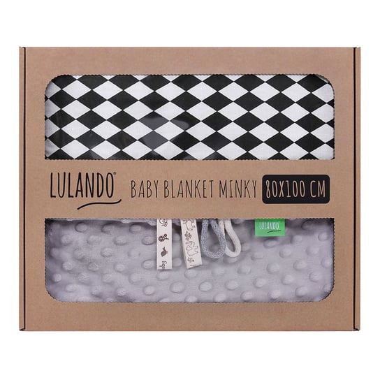 Lulando, Kocyk, Minky, Czarne Romby, Szary/Biały, 80x100 cm Lulando
