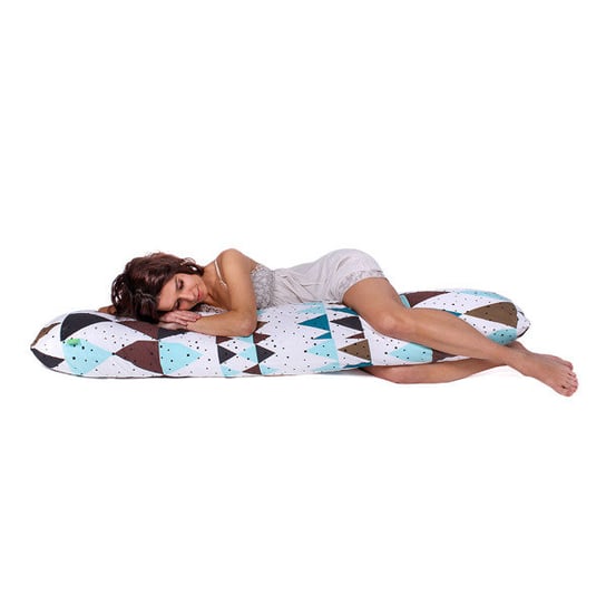 Lulando, SleepSide, Poduszka do spania na boku, bawełna, 40x120 cm, Trójkąty, Zielono-Niebieskie Lulando