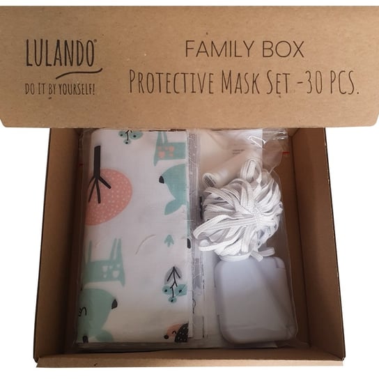 Lulando, zestaw do szycia masek Family Box Mini 30 Pack korony/szary/róż/czarny Lulando