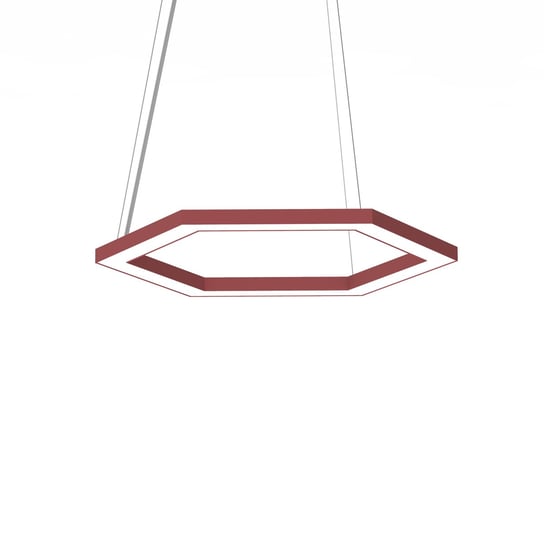 LUMICOM | ESAGONO 1X Sospensione, STRIP LED, 22W/m, 3000K, metallo, rosso cowhide, Ø40cm LUMICOM