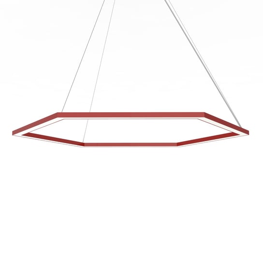 LUMICOM | ESAGONO 1X Sospensione, STRIP LED, 52W/m, 3000K, metallo, rosso lucido, Ø90cm LUMICOM