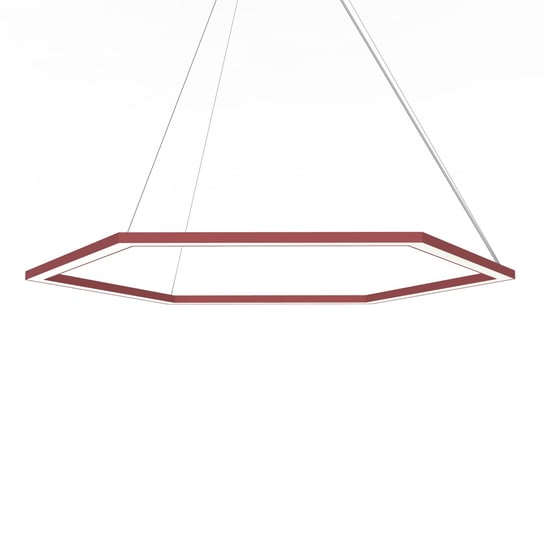 LUMICOM | ESAGONO 1X Sospensione, STRIP LED, 52W/m, 4000K, metallo, rosso cowhide, Ø90cm LUMICOM