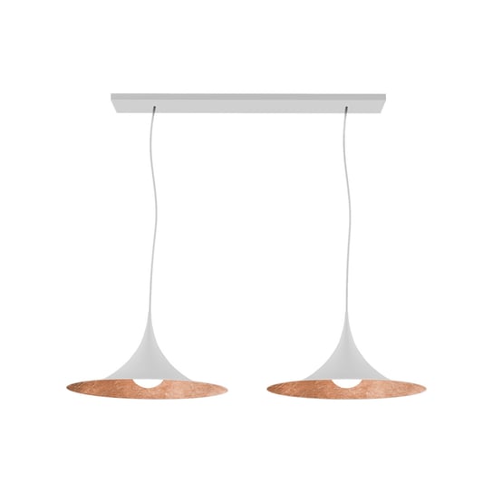 LUMICOM | LOUIE BINARIO Sospensione, 2X E27, max 42W, metallo, traffic white/copper, D.33cm x L.70cm LUMICOM