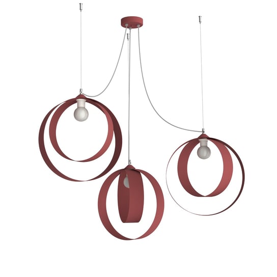 LUMICOM | SHELL Sospensione, 3X E27, max 42W, metallo, rosso cowhide, D.40 LUMICOM