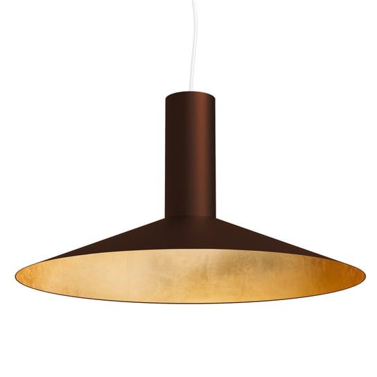 LUMICOM | VERA Sospensione, 1xE27, max 42W, metallo, marrone corten/foglia oro, D.40cm LUMICOM