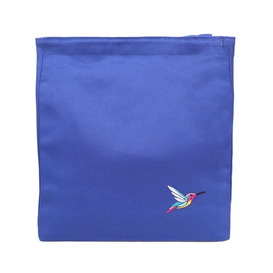 Lunch bag niebieski z ozdobnym haftem, unikalna torba z wodoodporną podszewką na lunch. SZYJEMYKOLOREM