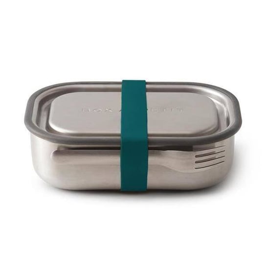 Lunch box stalowy L z widelcem, morski BLACK+BLUM - srebrny || morski Black+Blum
