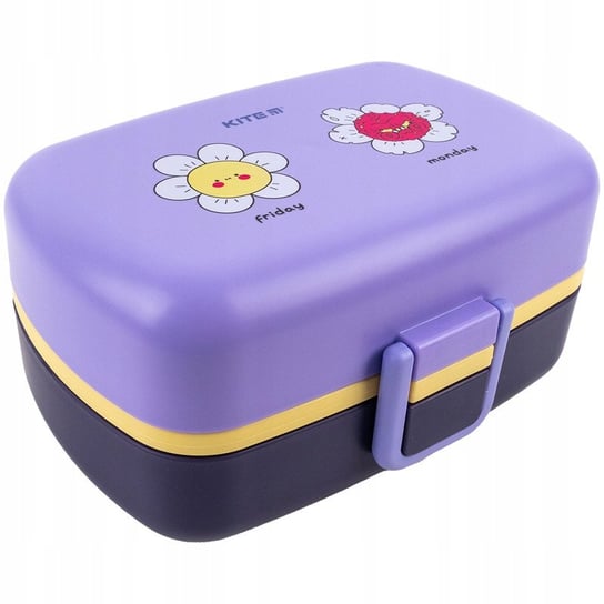Lunch box ze sztućcami 2 komory fioletowy 1150 ml Kite KITE