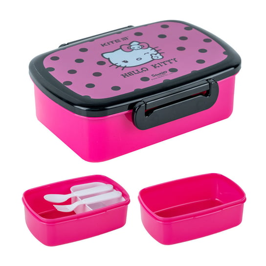 Lunchbox różowy dla dziewczynek ze sztućcami 750 ml wolny od BPA HELLO KITTY Kite KITE