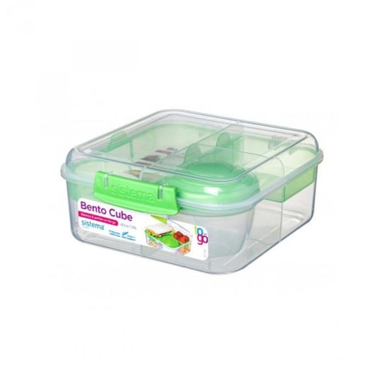 Lunchbox wielokomorowy SISTEMA Bento Cube To Go, zielony, 16,8x18,6x7,7 cm Sistema