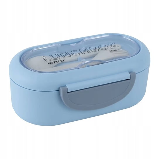 Lunchbox z przezroczystą pokrywką ze sztućcami niebieski 1000 ml KITE KITE