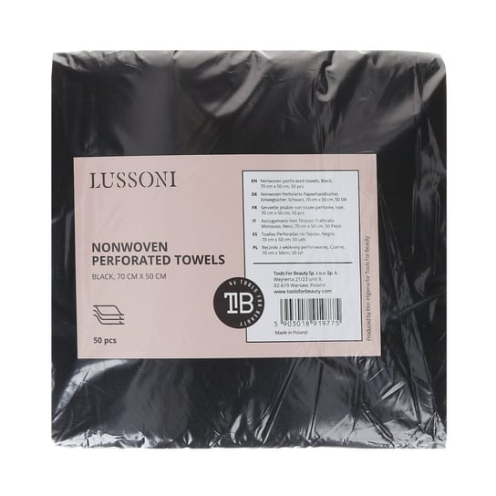 LUSSONI by Tools For Beauty, Ręczniki z włókniny perforowanej, Czarne, 70 cm x 50cm, 50 szt. Tools For Beauty