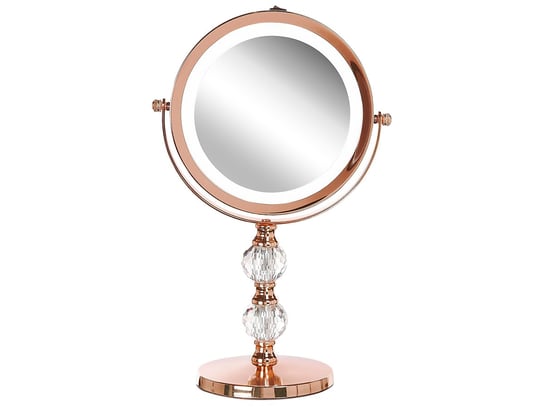 Lusterko kosmetyczne LED ø 18 cm różowe złoto CLAIRA Beliani