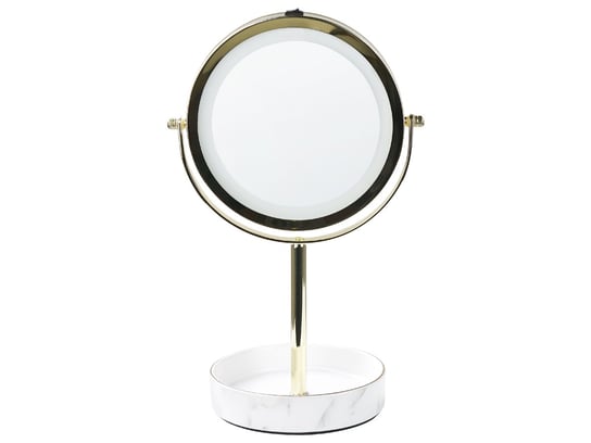 Lusterko kosmetyczne LED ø 26 cm złote z białym SAVOIE Beliani