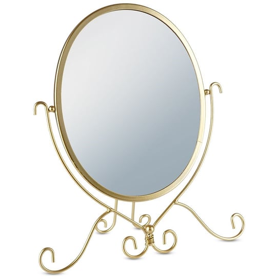 Lusterko lustro kosmetyczne do makijażu stojące metalowe złote 29 x 32 cm zwierciadło Vilde