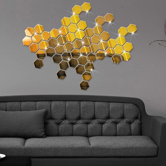 Lustro Dekoracja Hexagon Sześciokąt Plaster Miodu Złoty Inna marka
