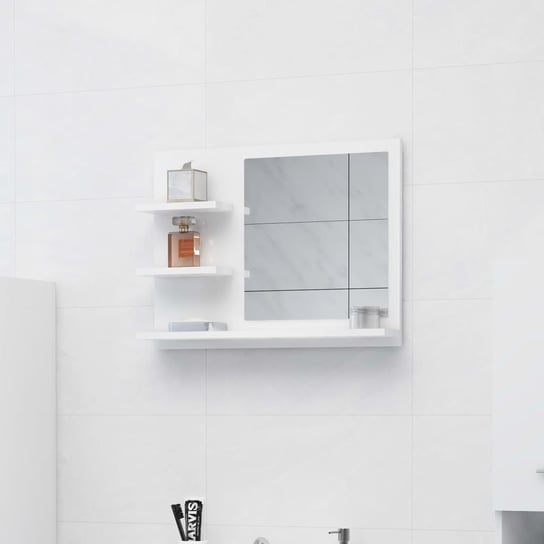 Lustro łazienkowe, białe, wysoki połysk, 60x10,5x45 cm, płyta vidaXL