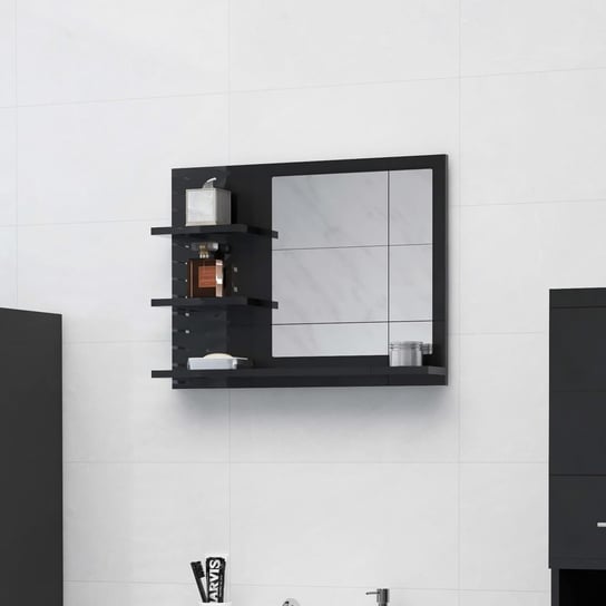Lustro łazienkowe, czarne, wysoki połysk, 60x10,5x45 cm, płyta vidaXL