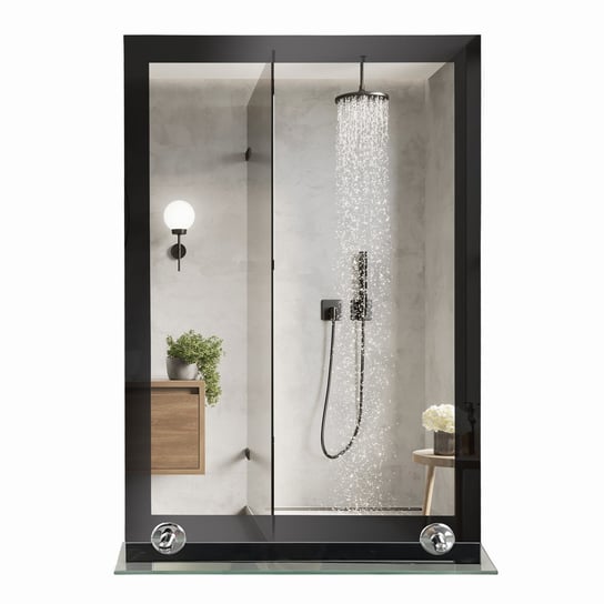 Lustro łazienkowe Nero z czarnym szkłem i półką 40x60 cm BD art