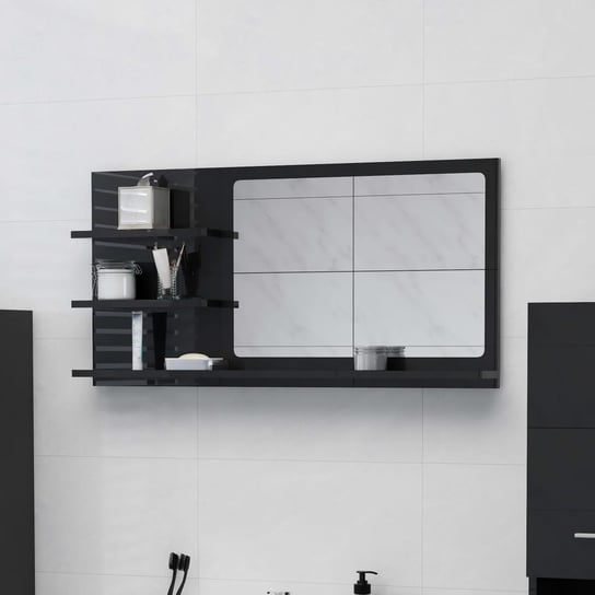 Lustro łazienkowe, wysoki połysk, czarne, 90x10,5x45 cm, płyta vidaXL