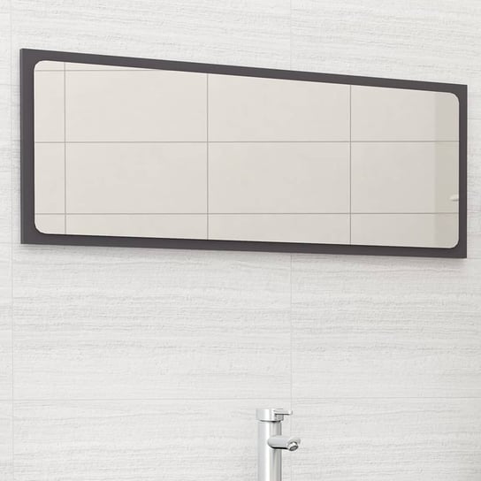 Lustro łazienkowe, wysoki połysk, szare, 100x1,5x37 cm, płyta vidaXL