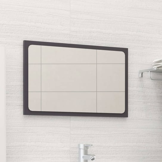 Lustro łazienkowe, wysoki połysk, szare, 60x1,5x37 cm, płyta vidaXL