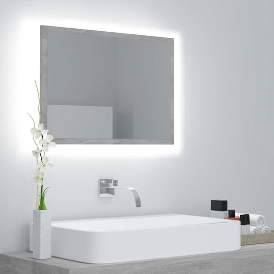 Lustro łazienkowe z LED, szarość betonu, 60x8,5x37 cm, płyta vidaXL
