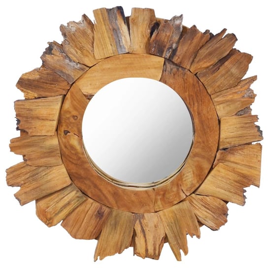 Lustro ścienne, 40 cm, drewno tekowe, okrągłe vidaXL